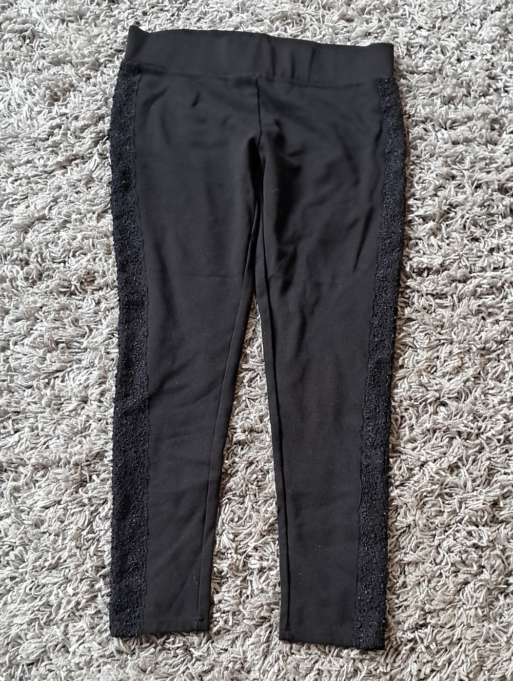 Cruel Girl Black Lace-Trim Leggings